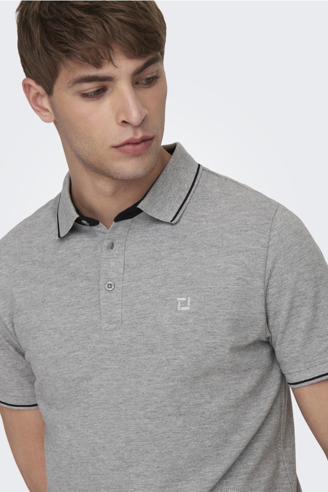 ONSFLETCHER SLIM SS POLO NOOS 22024827 LIGHT GREY MELANGE